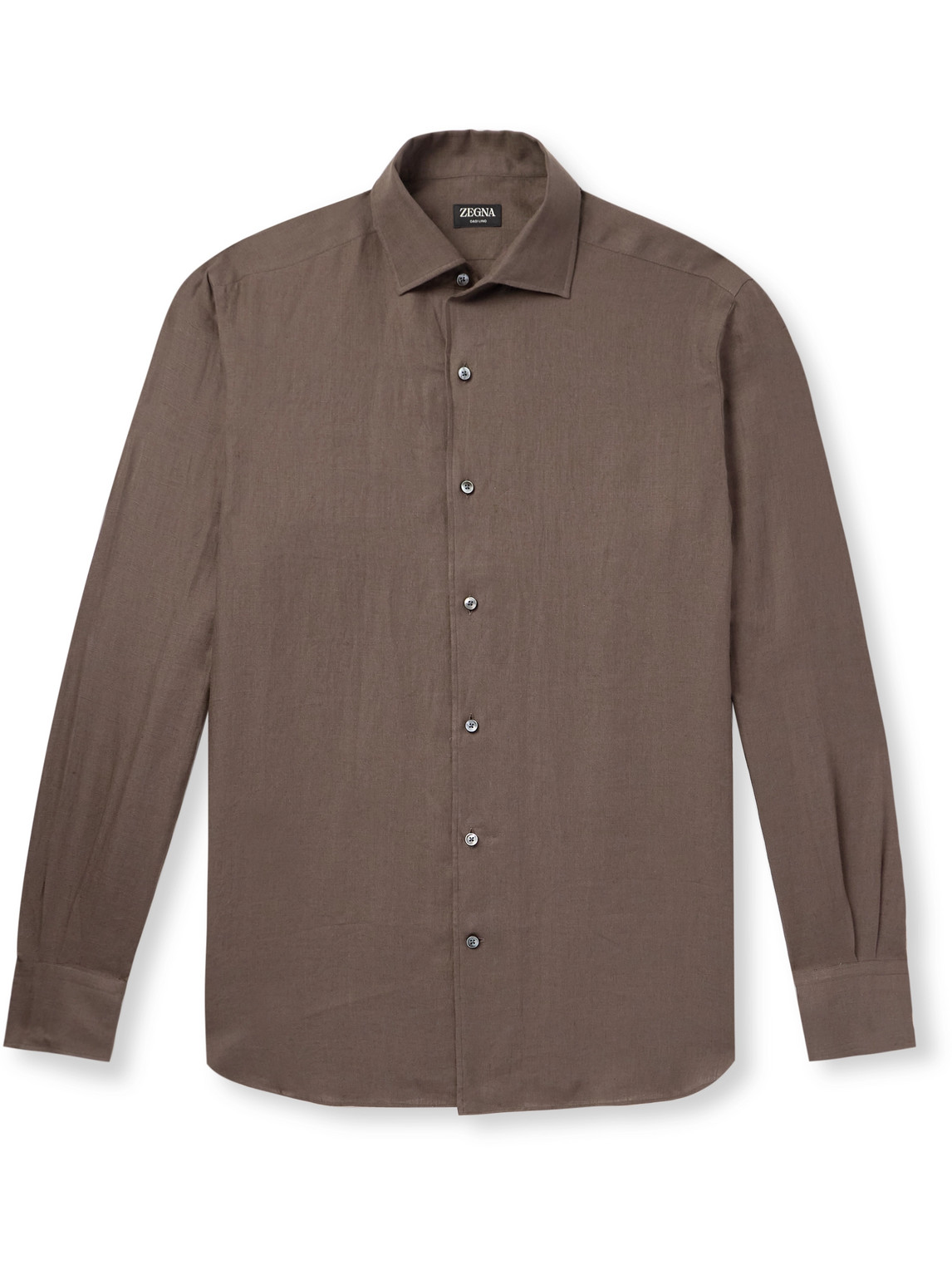 Zegna Oasi Linen Shirt In Brown