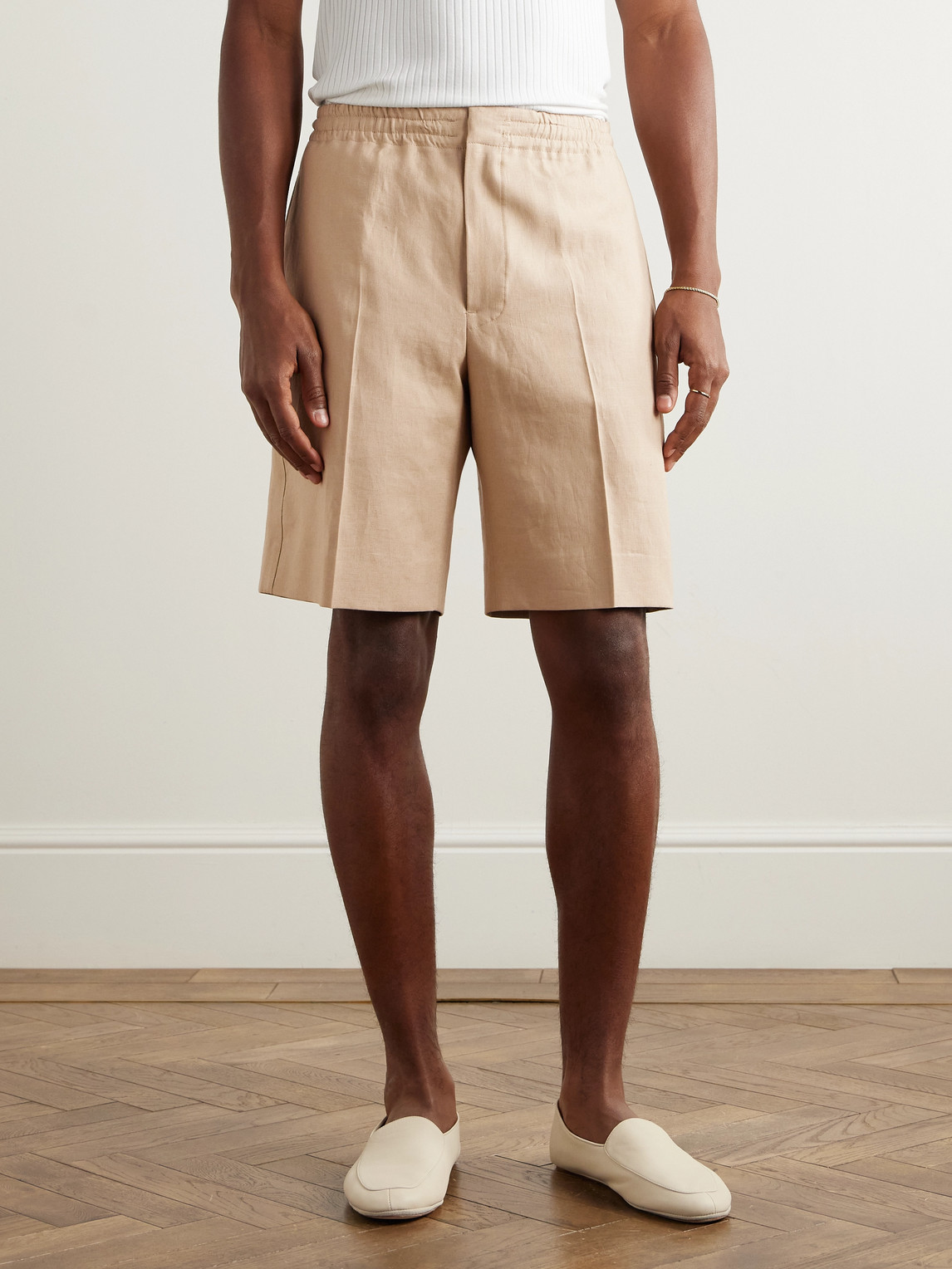 Zegna Straight-leg Linen Shorts In Neutrals