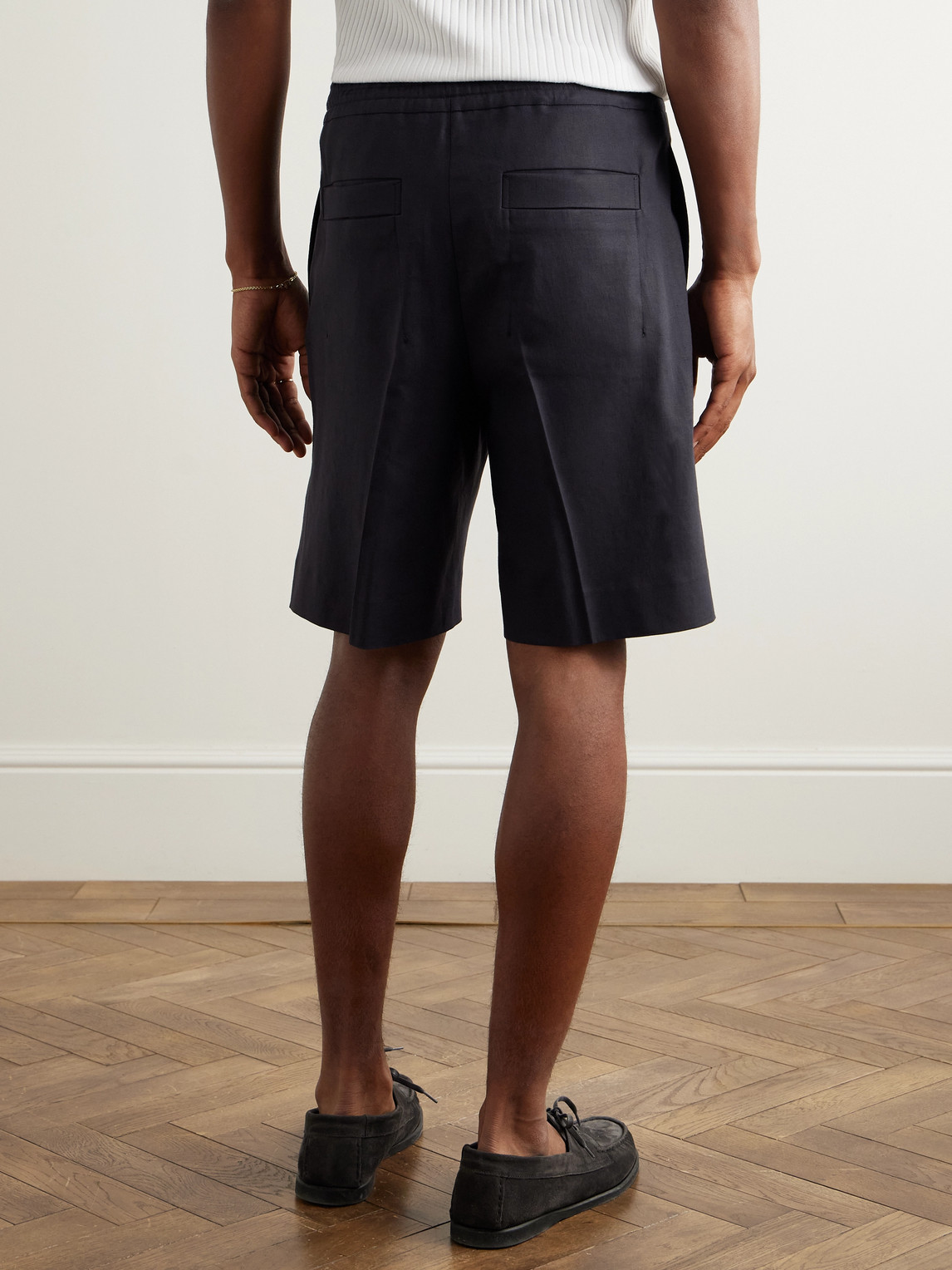 Zegna Straight-leg Linen Shorts In Blue