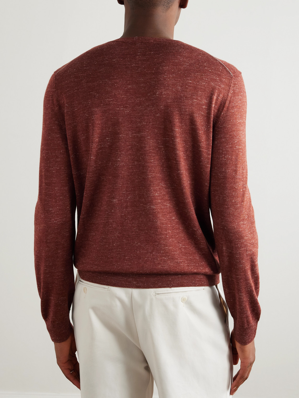 Zegna Mulberry Silk, Cashmere And Linen-blend Sweater In Brown