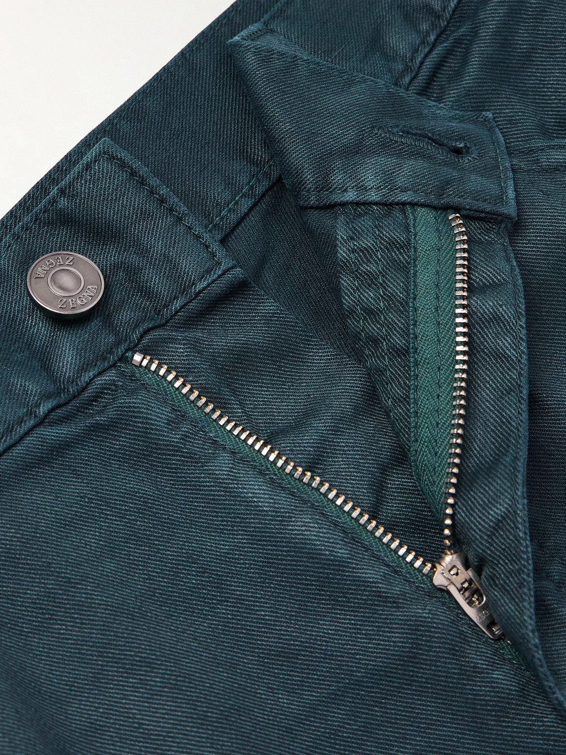 Zegna Roccia Slim-fit Straight-leg Garment-dyed Linen-blend Trousers In Blue