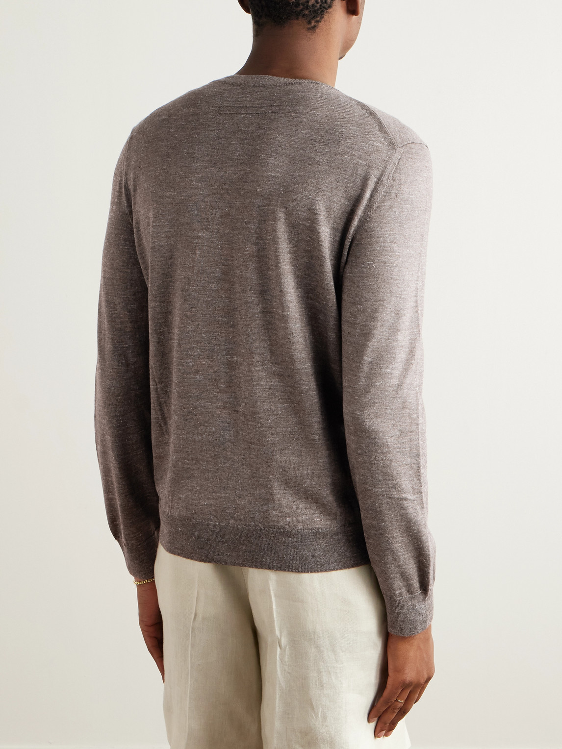 Zegna Mulberry Silk, Cashmere And Linen-blend Sweater In Brown