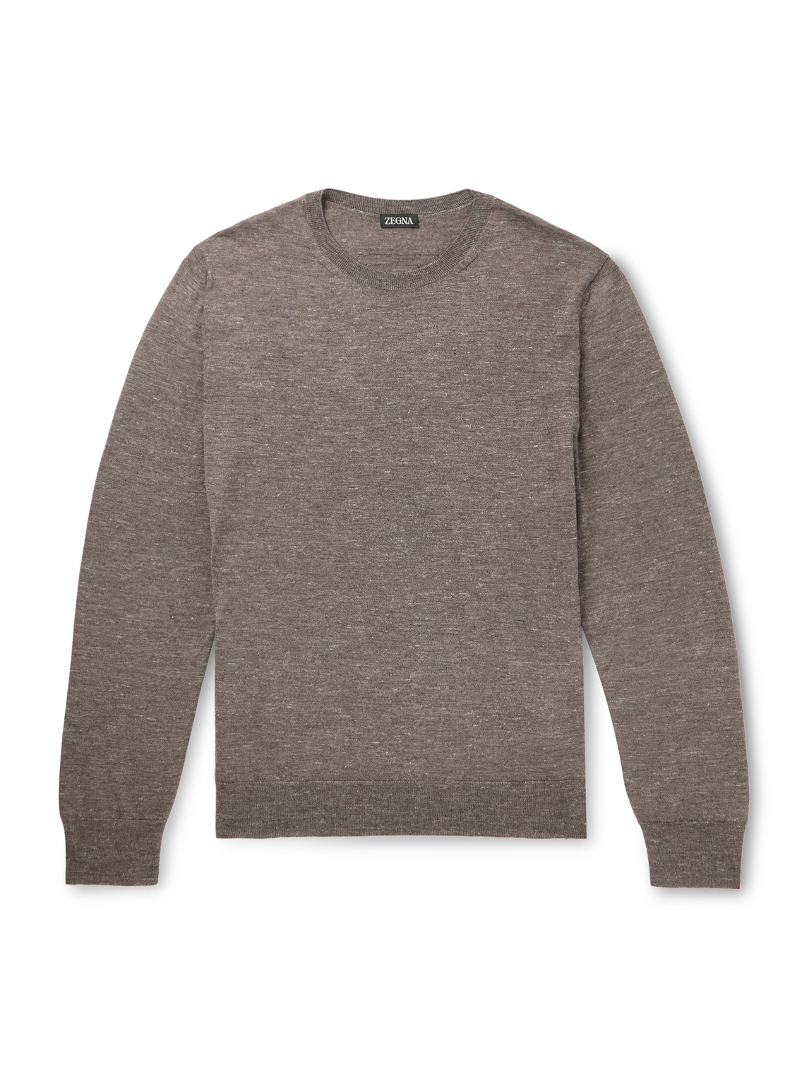Zegna Mulberry Silk, Cashmere And Linen-blend Sweater In Brown
