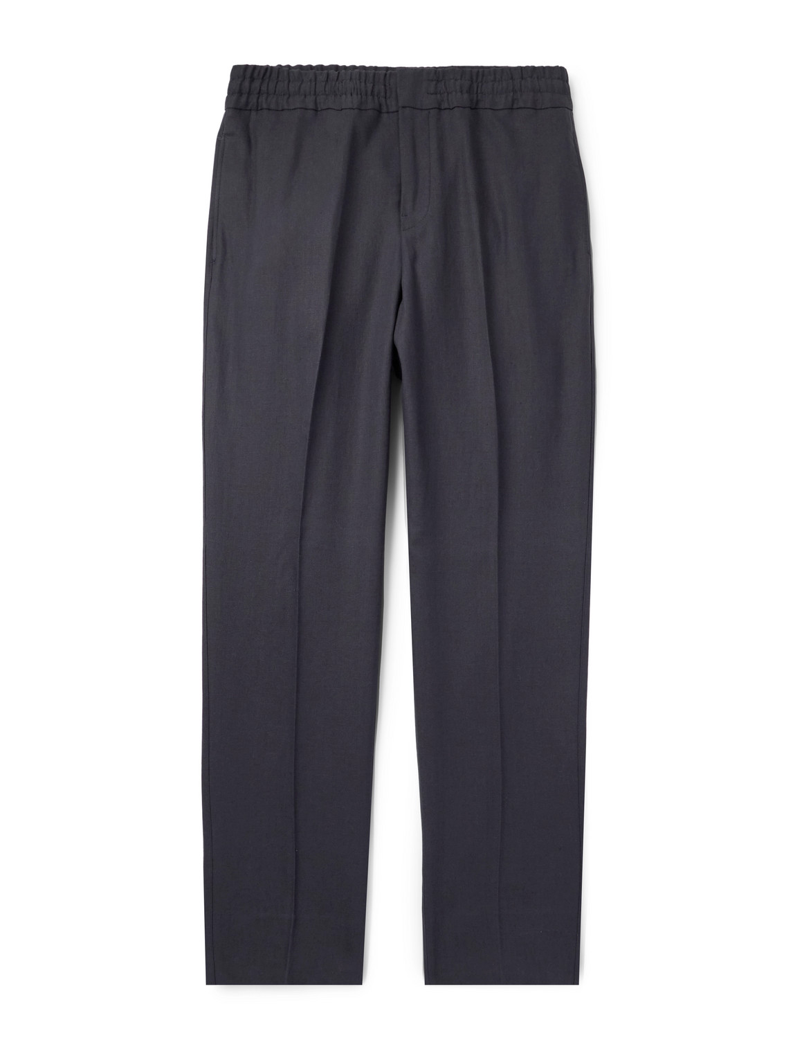Zegna Straight-leg Linen-twill Trousers In Blue