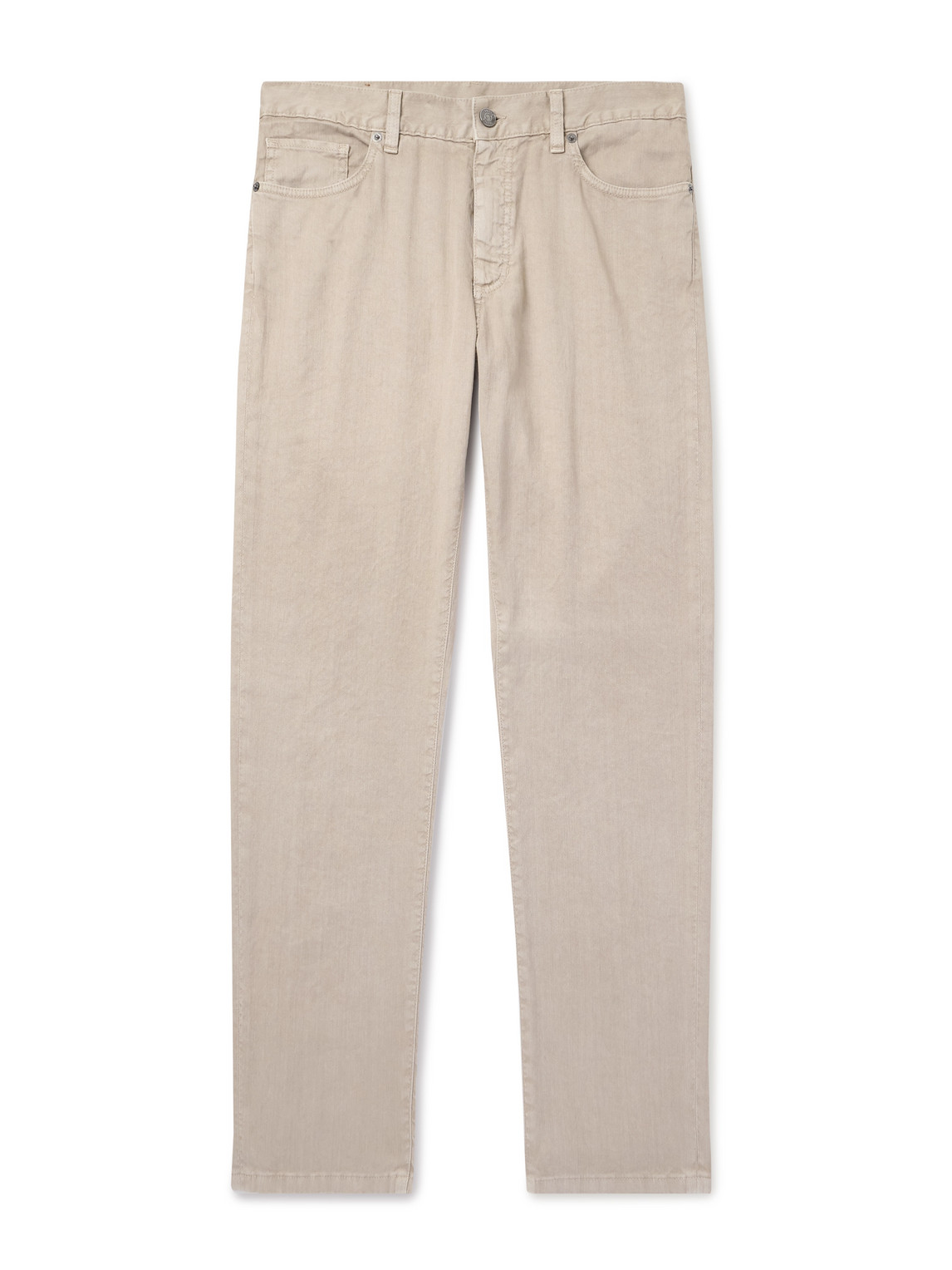 Zegna Roccia Slim-fit Straight-leg Linen-blend Trousers In Neutrals