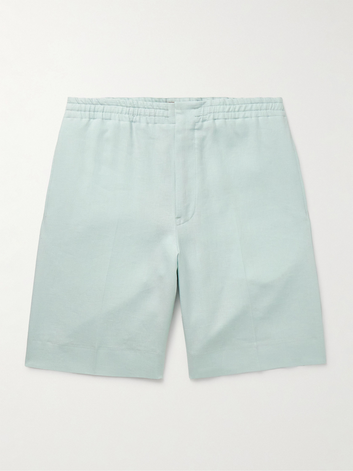 Zegna Straight-leg Linen Shorts In Blue