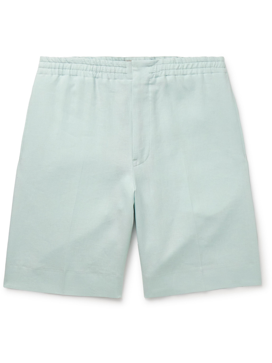 Zegna Straight-leg Linen Shorts In Blue