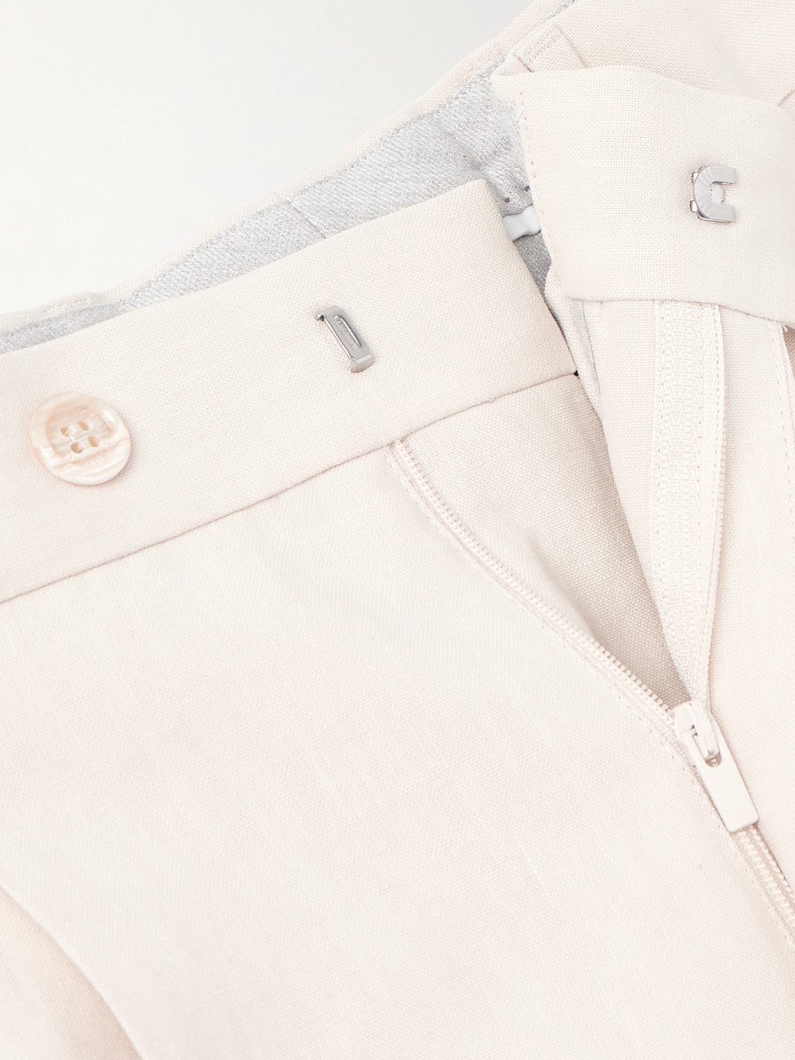 Zegna Slim-fit Straight-leg Oasi Linen-twill Suit Trousers In Neutrals