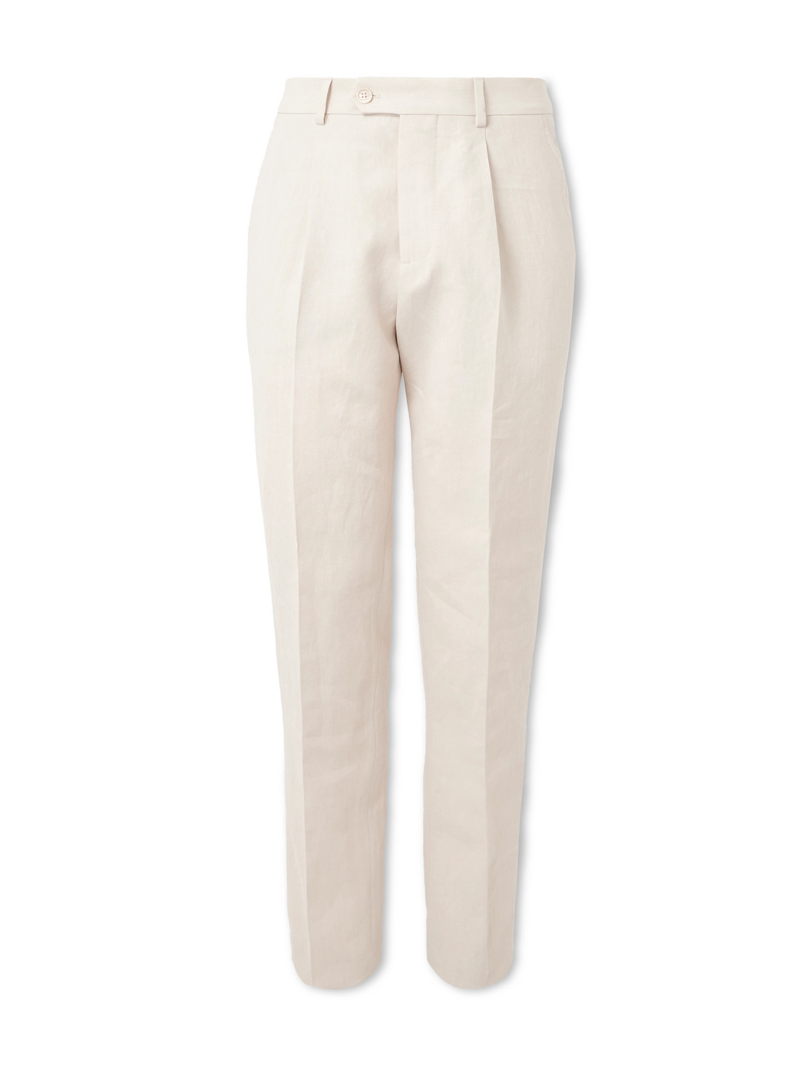 Zegna Slim-fit Straight-leg Oasi Linen-twill Suit Trousers In Neutrals