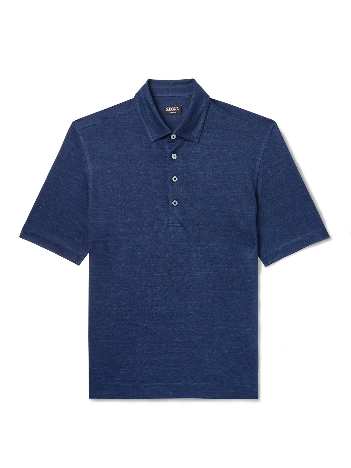 Zegna Oasi Linen Polo Shirt In Blue
