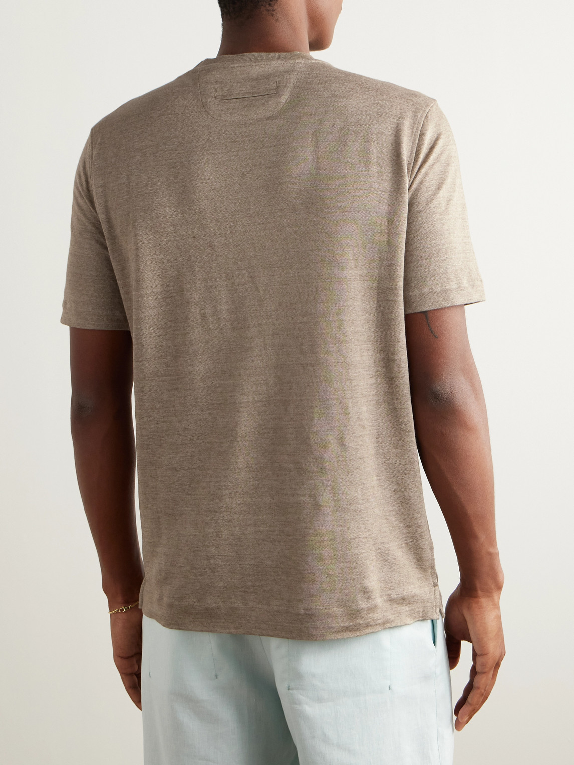 Zegna Oasi Linen T-shirt In Neutrals