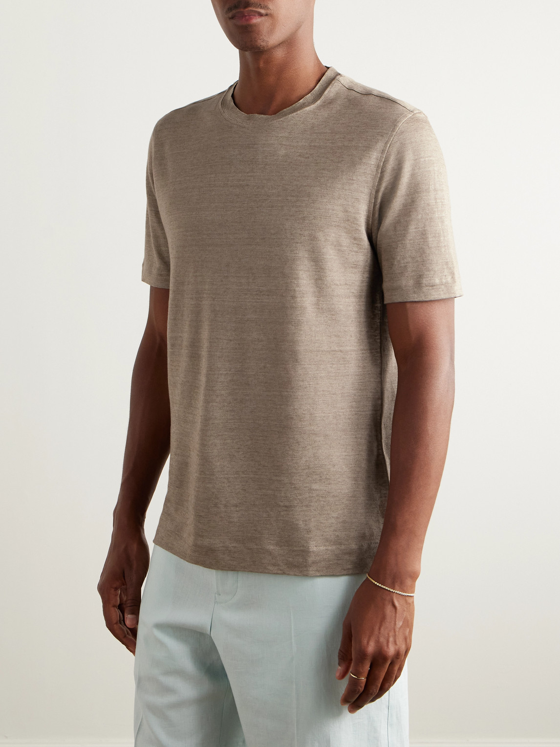 Zegna Oasi Linen T-shirt In Neutrals