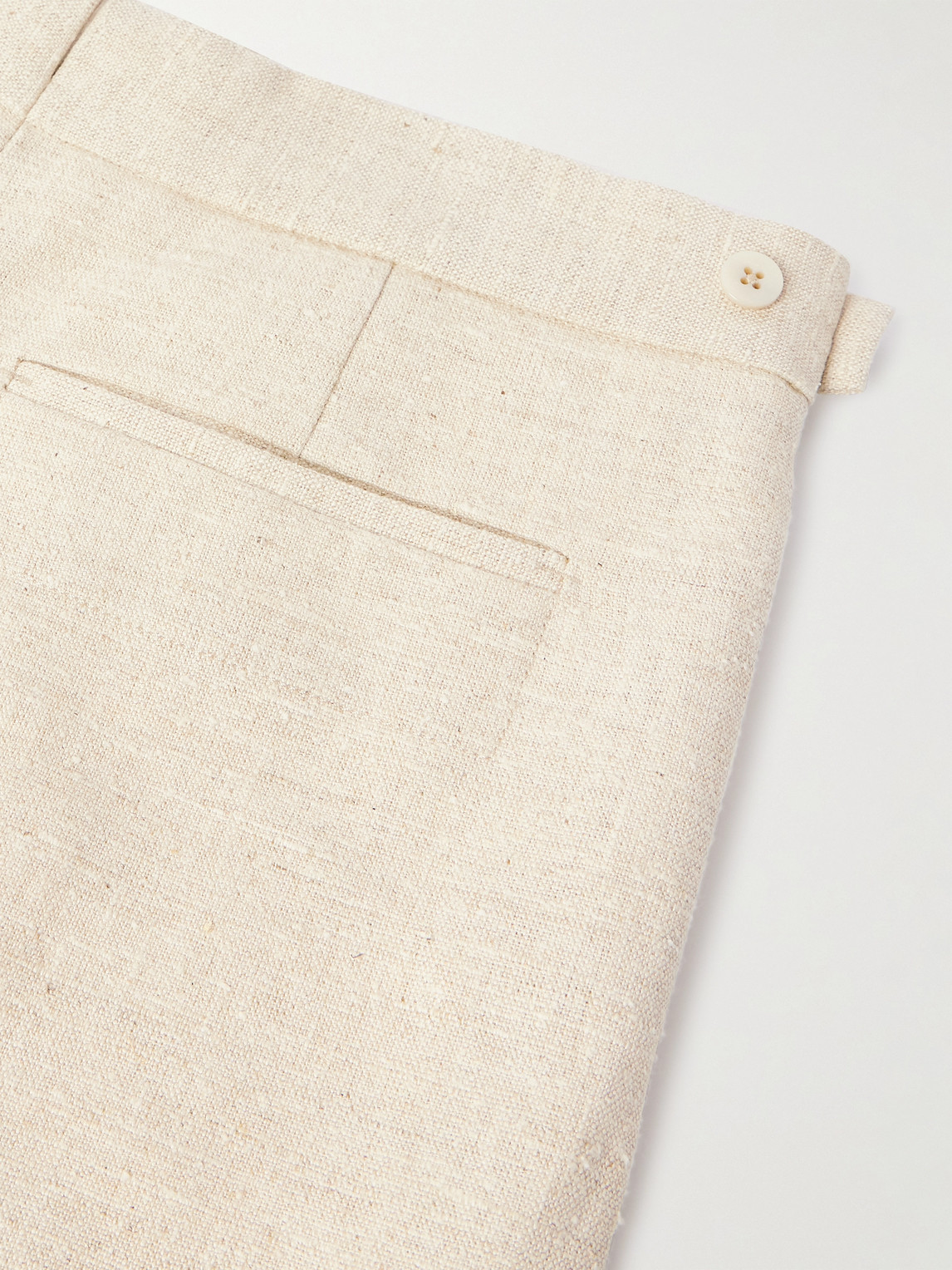 Shop Zegna Straight-leg Pleated Linen, Silk And Hemp-blend Trousers In Neutrals