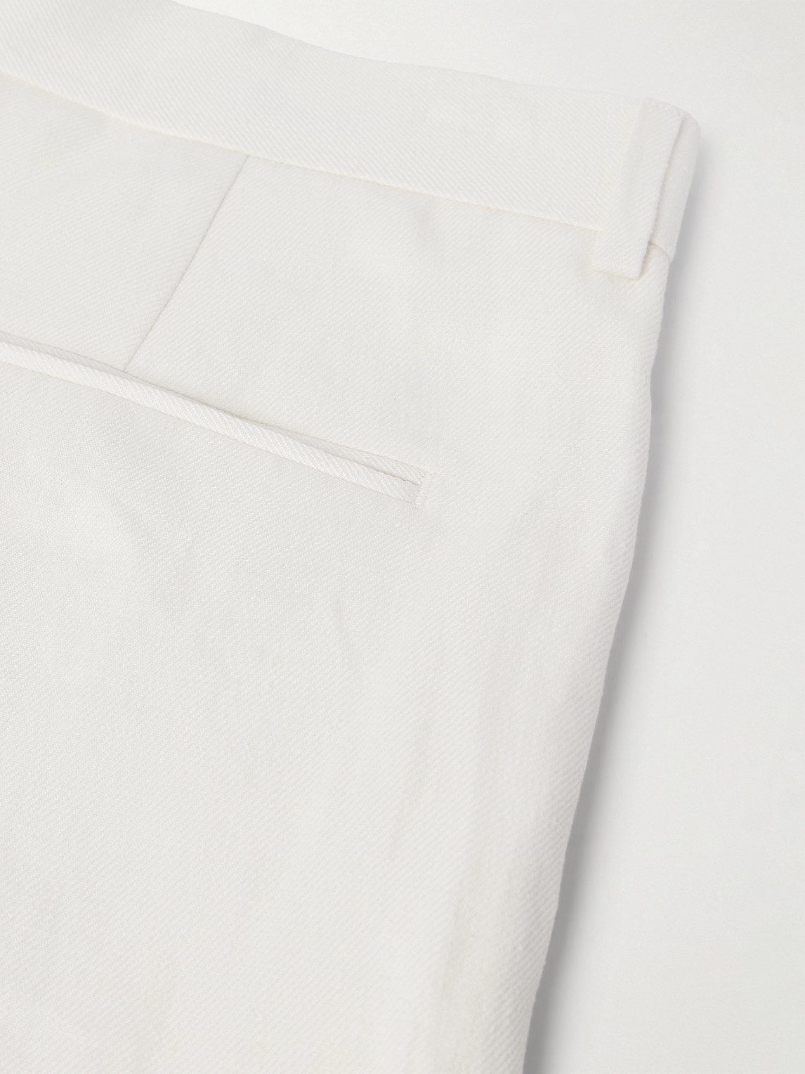 Shop Zegna Straight-leg Pleated Linen-twill Trousers