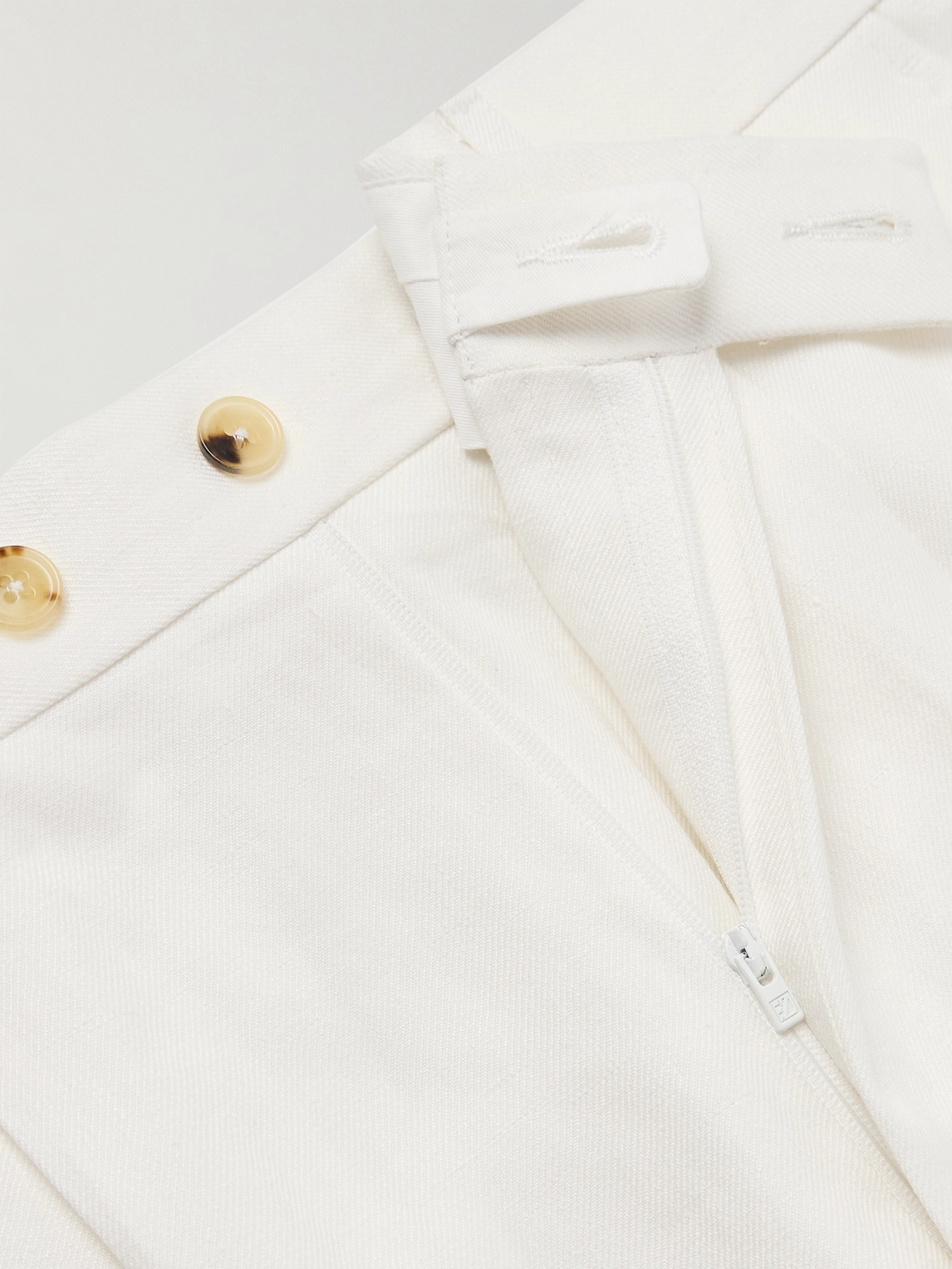 ZEGNA STRAIGHT-LEG PLEATED LINEN-TWILL TROUSERS