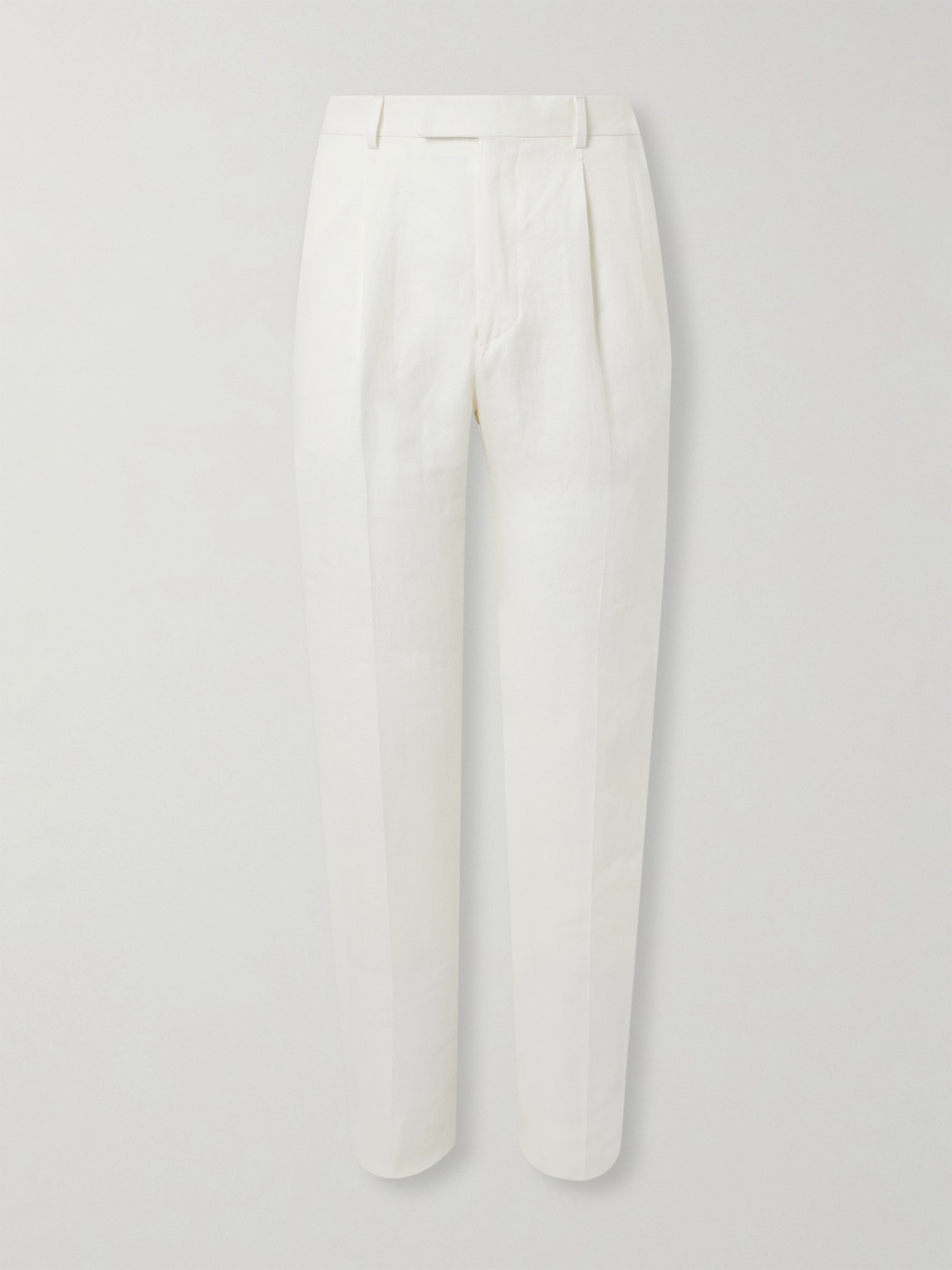 Zegna Straight-Leg Pleated Linen-Twill Trousers - Men