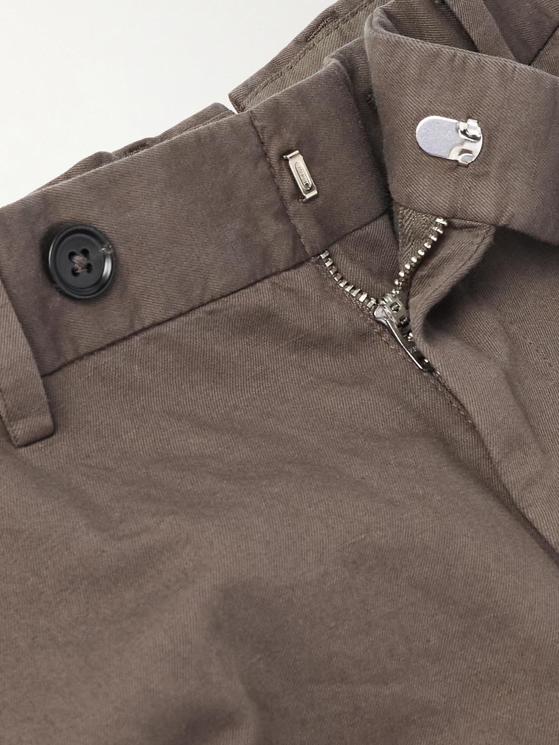 Zegna Slim-fit Tapered Cotton And Linen-blend Twill Trousers In Brown