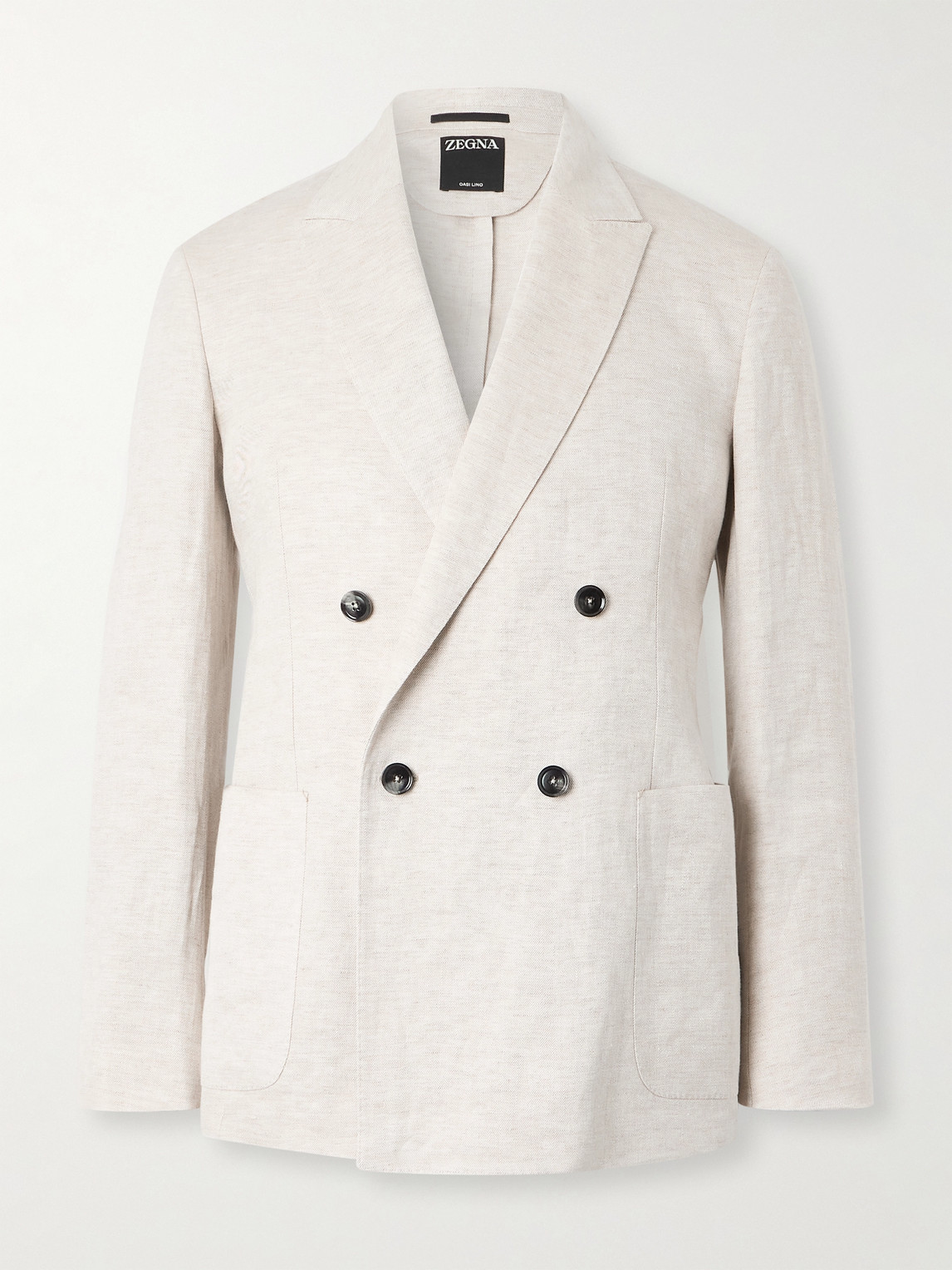 Zegna Double-Breasted Linen-Twill Suit Jacket - Men