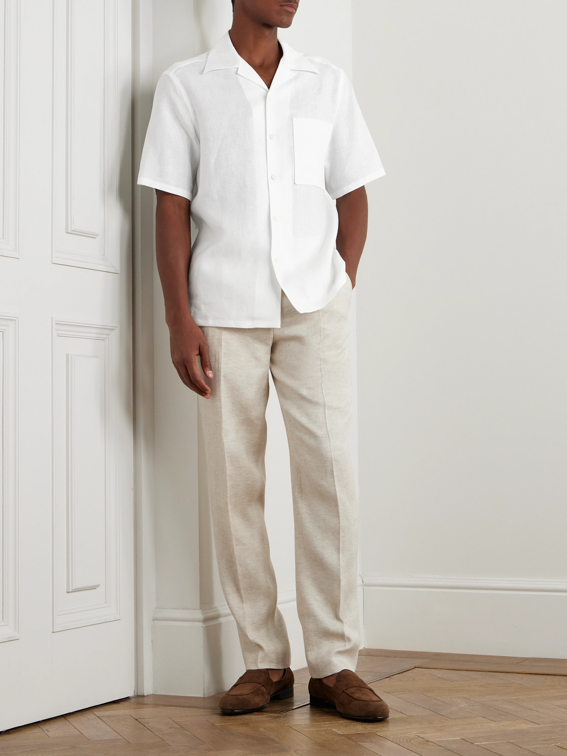 Convertible-Collar Oasi Linen Shirt — 2