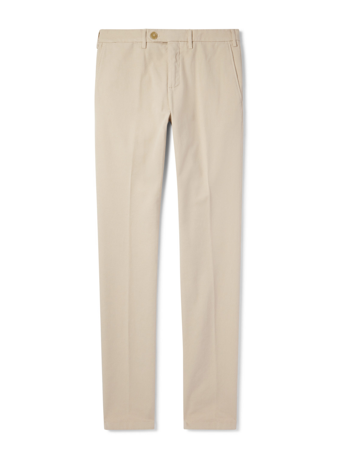 Slim-Fit Straight-Leg Garment-Dyed Stretch-Cotton Twill Trousers
