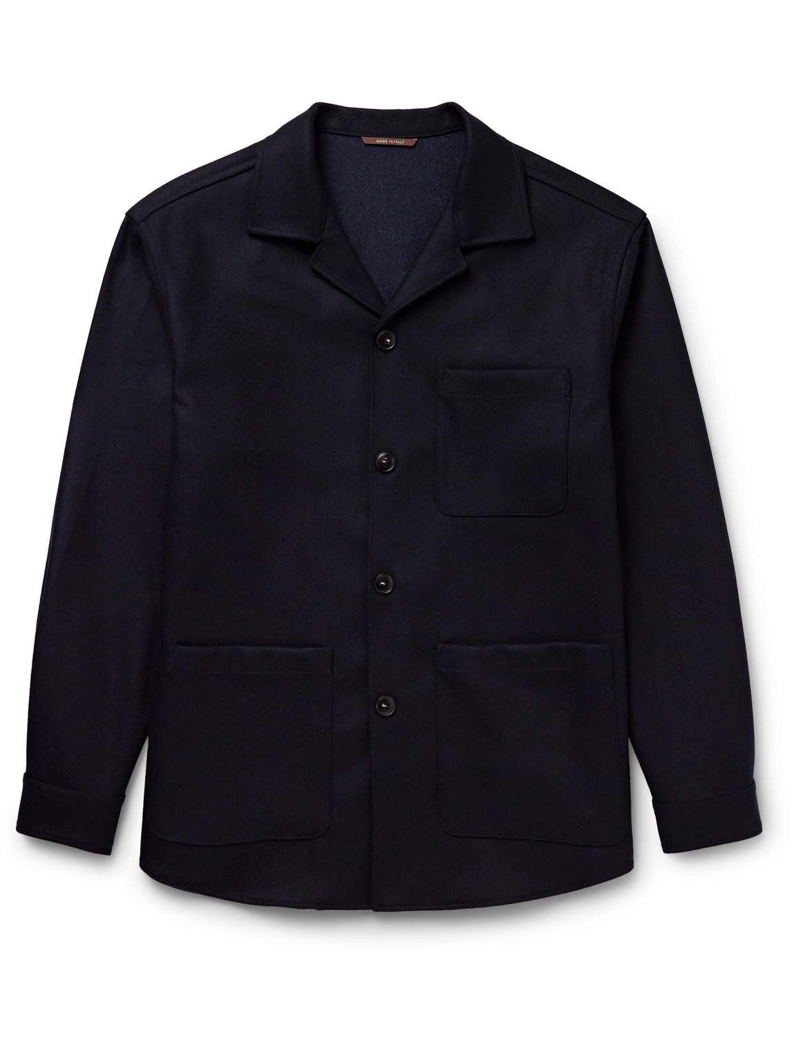 Camp-Collar Wool Overshirt