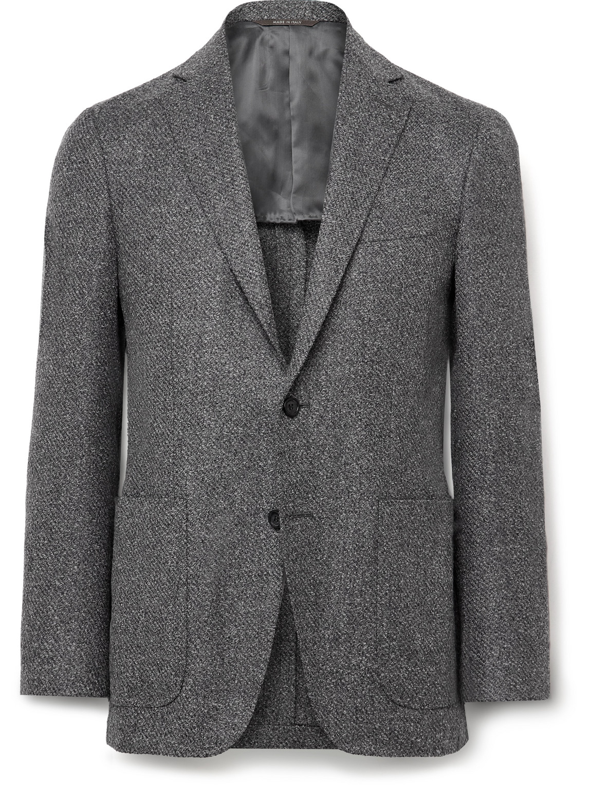 Canali Kei Slim-fit Wool-blend Bouclé Blazer In Grey