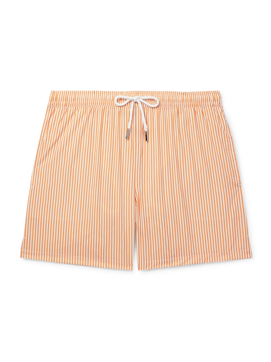 Straight-Leg Mid-Length Striped Swim Shorts