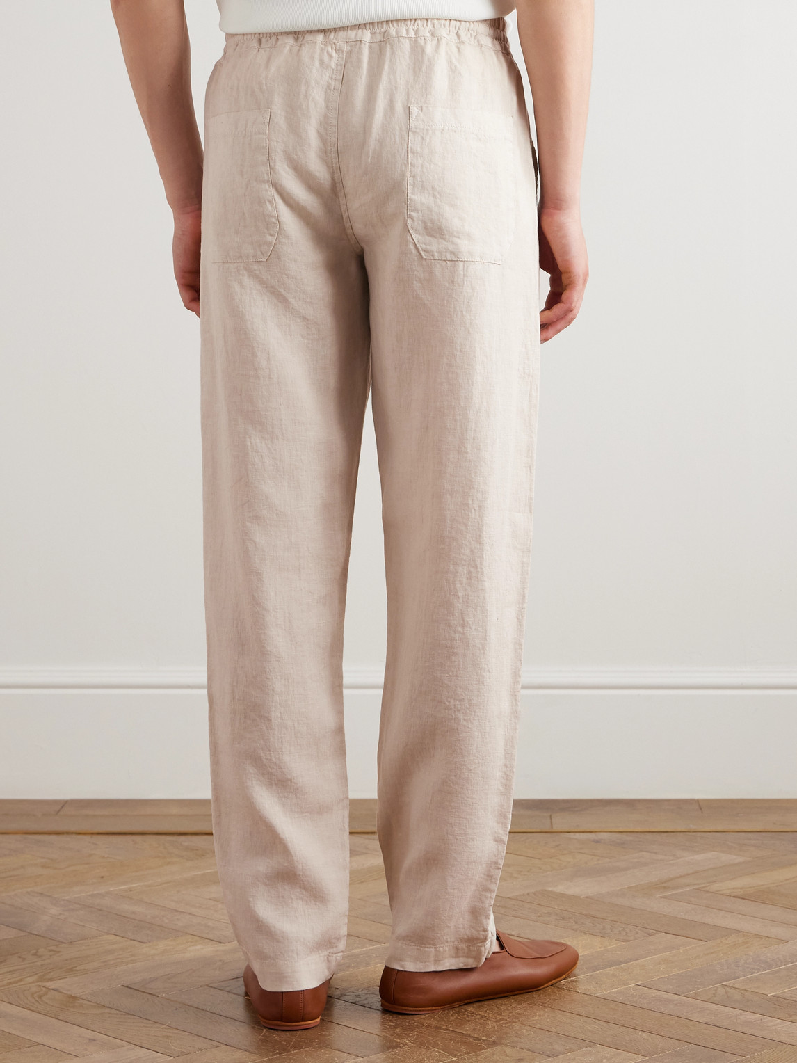 Thom Sweeney Straight-leg Linen Drawstring Trousers