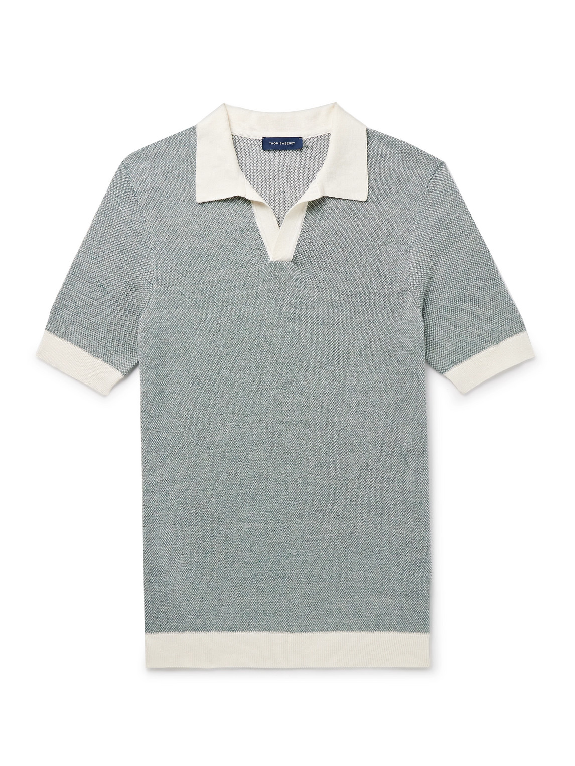 Thom Sweeney Slim-fit Birdseye Cotton And Linen-blend Polo Shirt