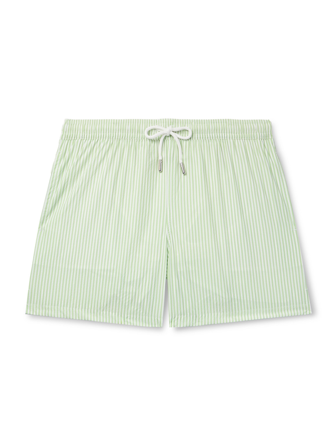 Straight-Leg Mid-Length Striped Swim Shorts
