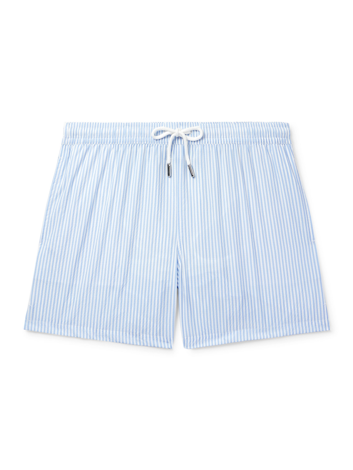 Straight-Leg Mid-Length Striped Swim Shorts