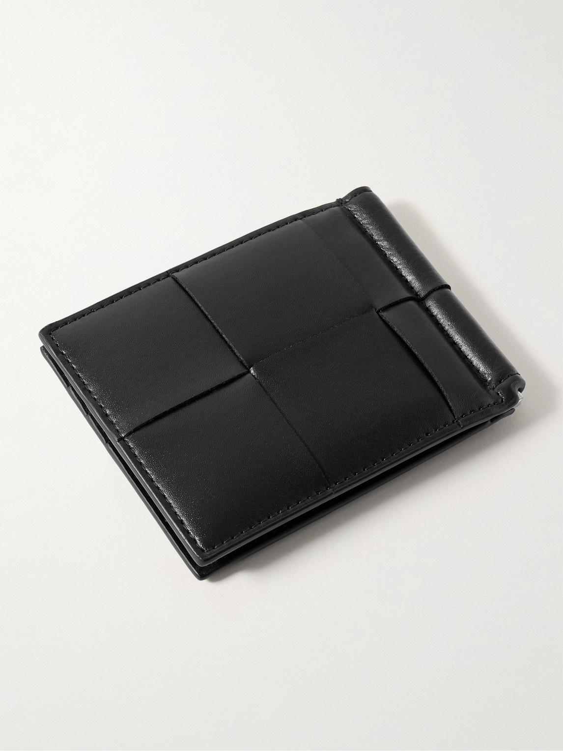 Bottega Veneta Cassette Intrecciato Leather Bifold Cardholder With Money Clip In Black