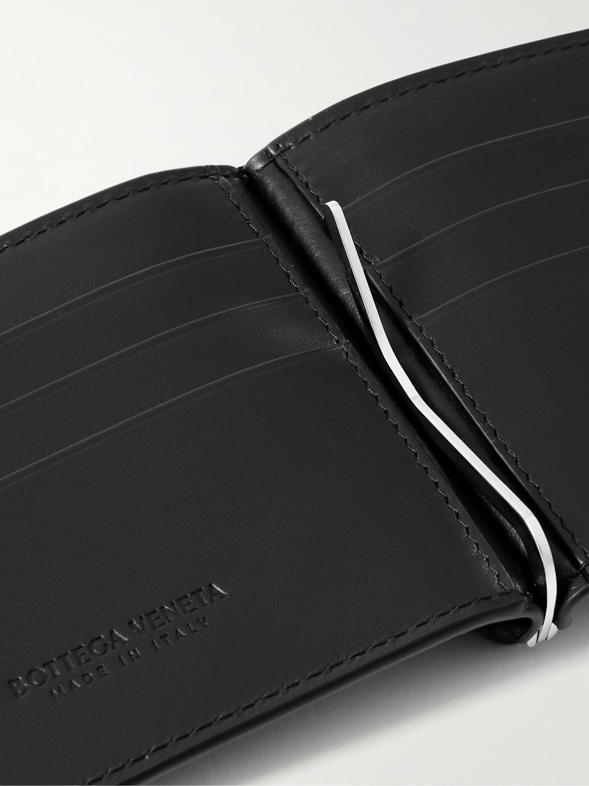 Bottega Veneta Cassette Intrecciato Leather Bifold Cardholder With Money Clip In Black