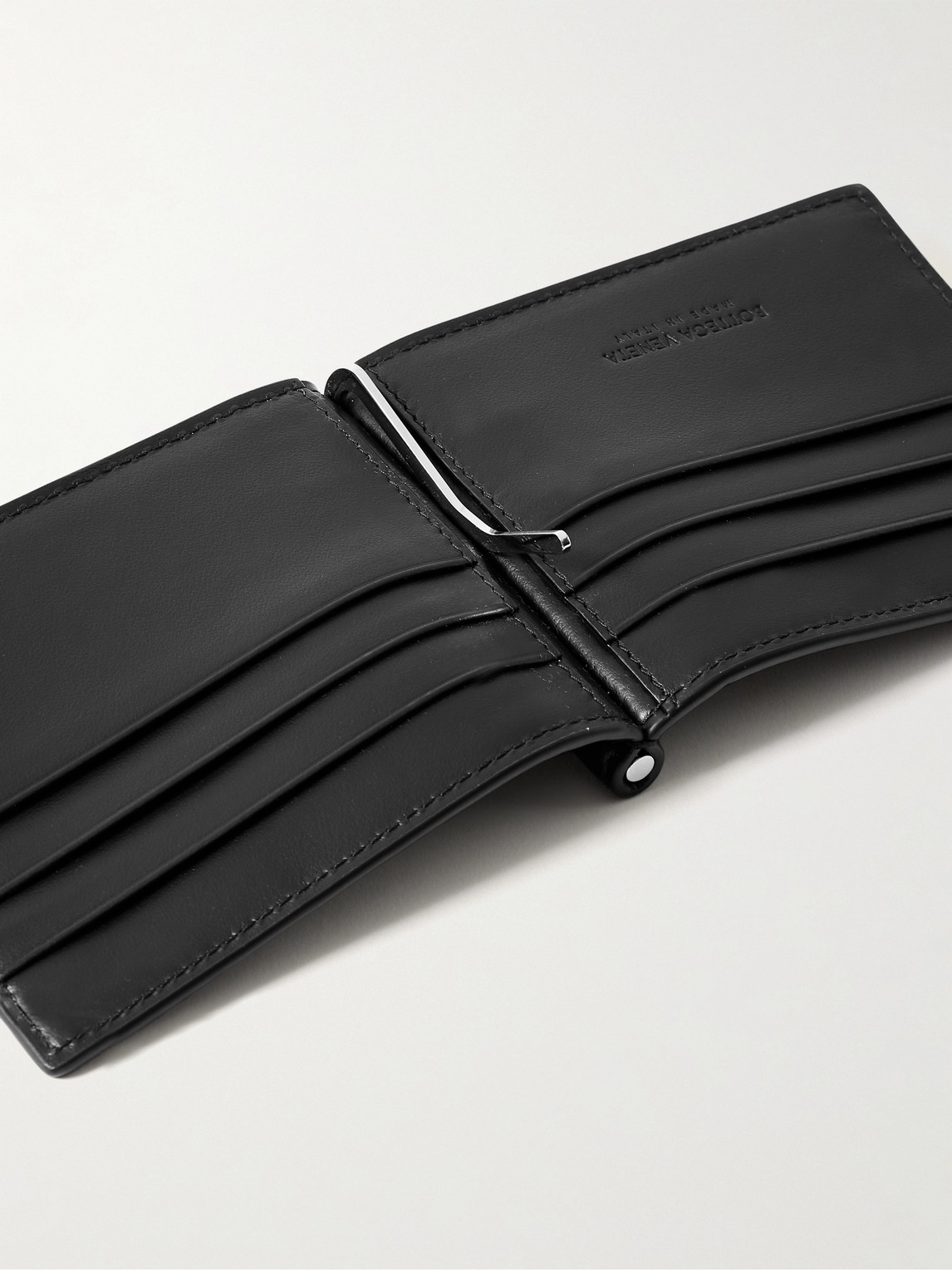 Bottega Veneta Cassette Intrecciato Leather Bifold Cardholder With Money Clip In Black