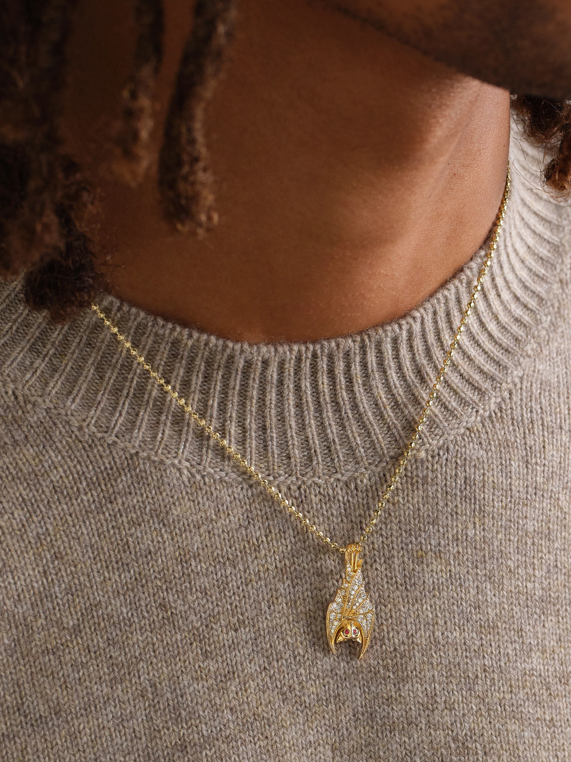 Alex Moss New York Cave Dweller 14-karat Gold, Diamond And Ruby Pendant In Gold