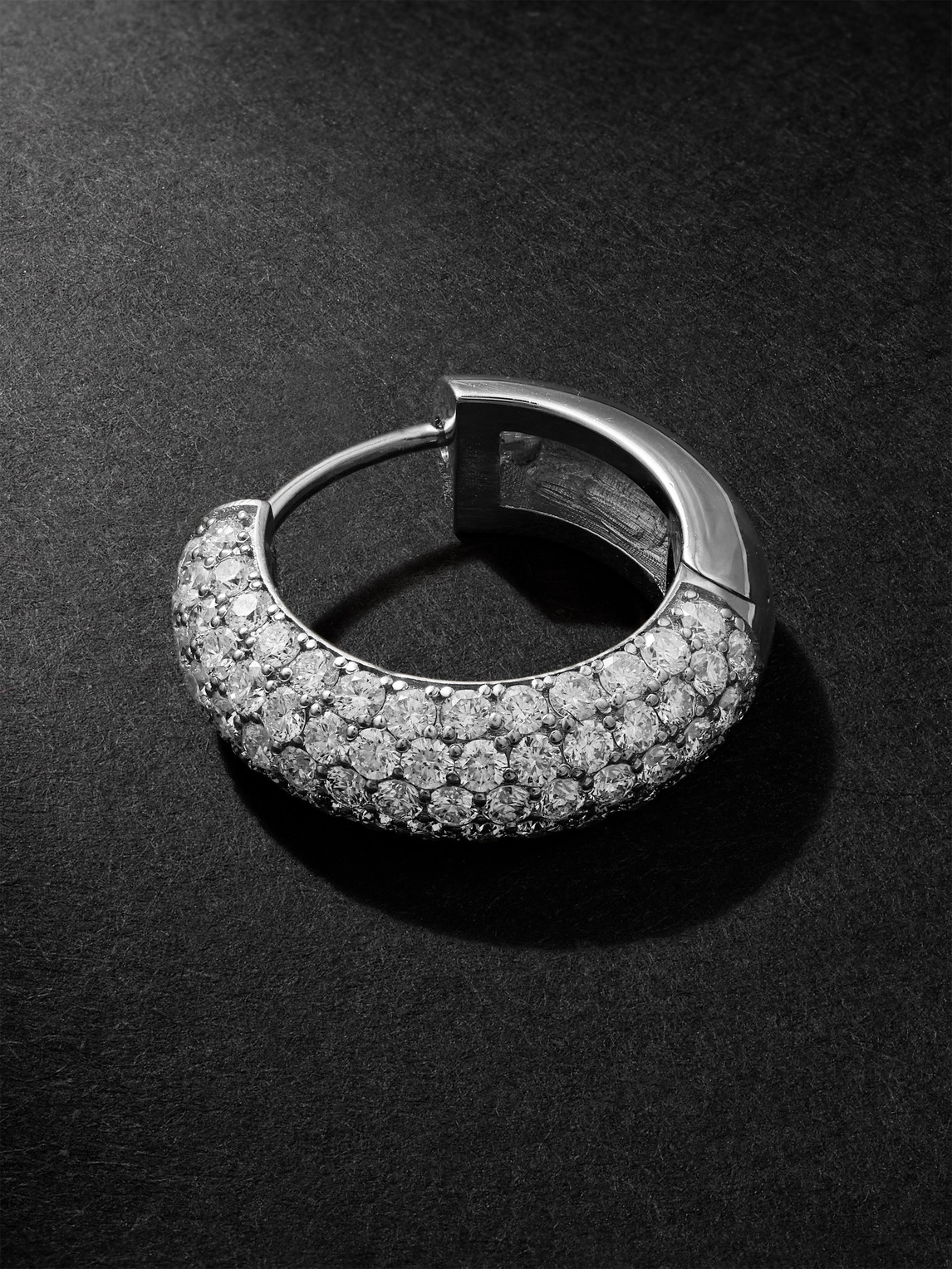 Alex Moss New York Huggie 14-karat White Gold Diamond Single Hoop Earring