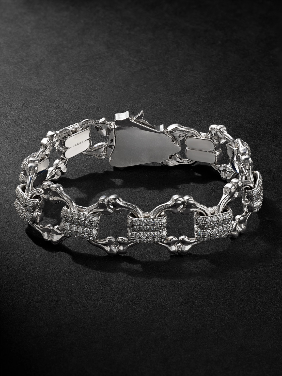 Alex Moss New York Crushed Bones 14-karat White Gold Diamond Chain Bracelet