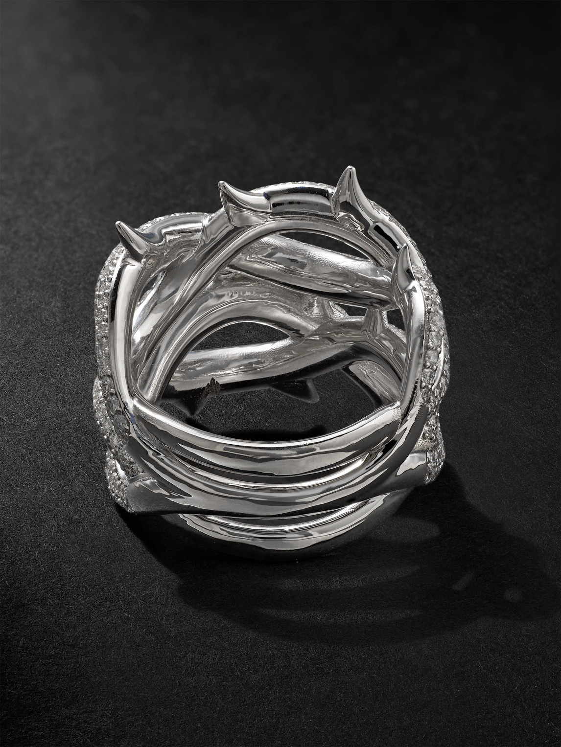 Alex Moss New York Crown Of Thornes 14-karat White Gold Diamond Ring In Silver