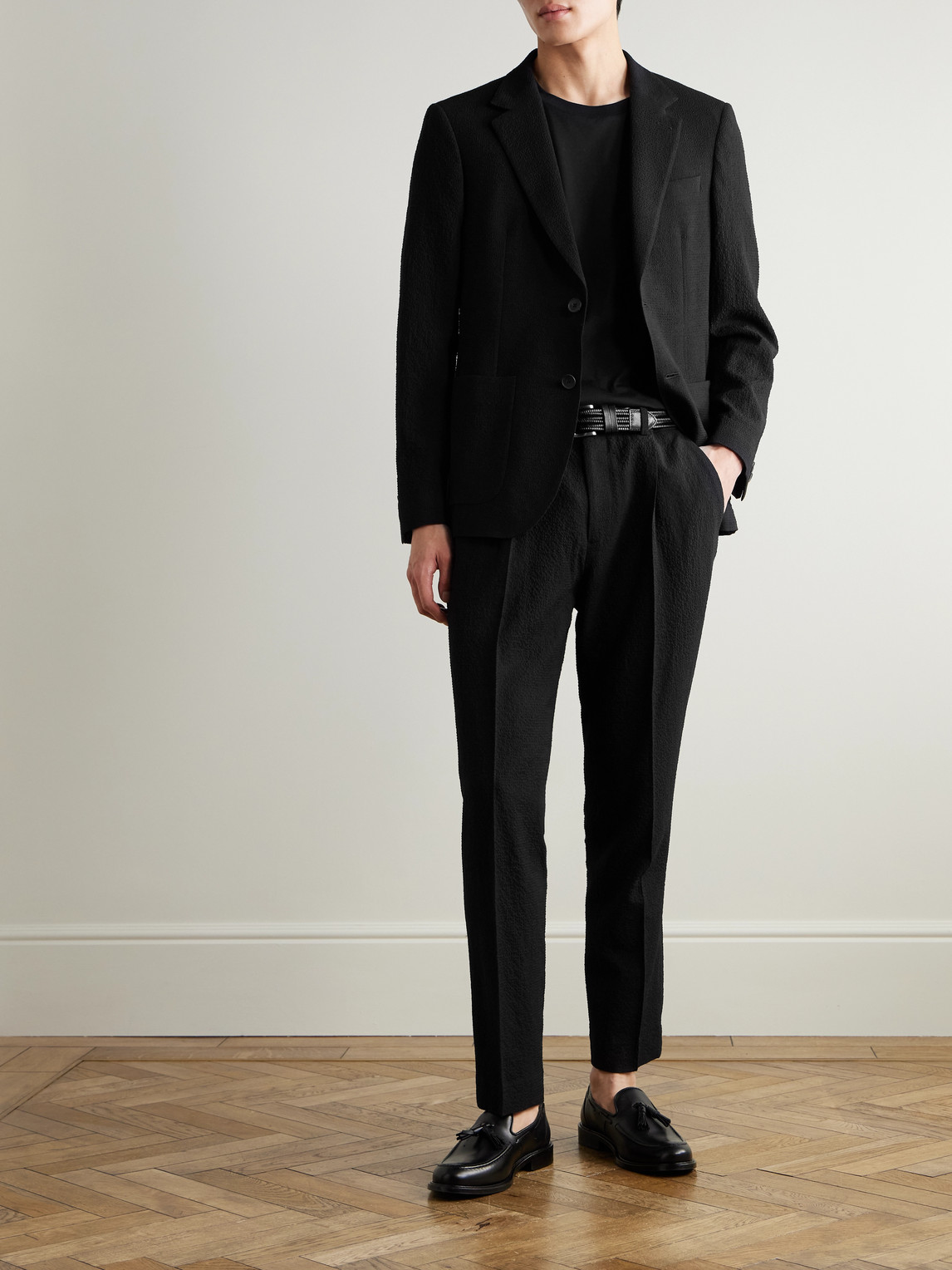 Daniel Tapered Pleated Wool-Blend Seersucker Suit Trousers — 2