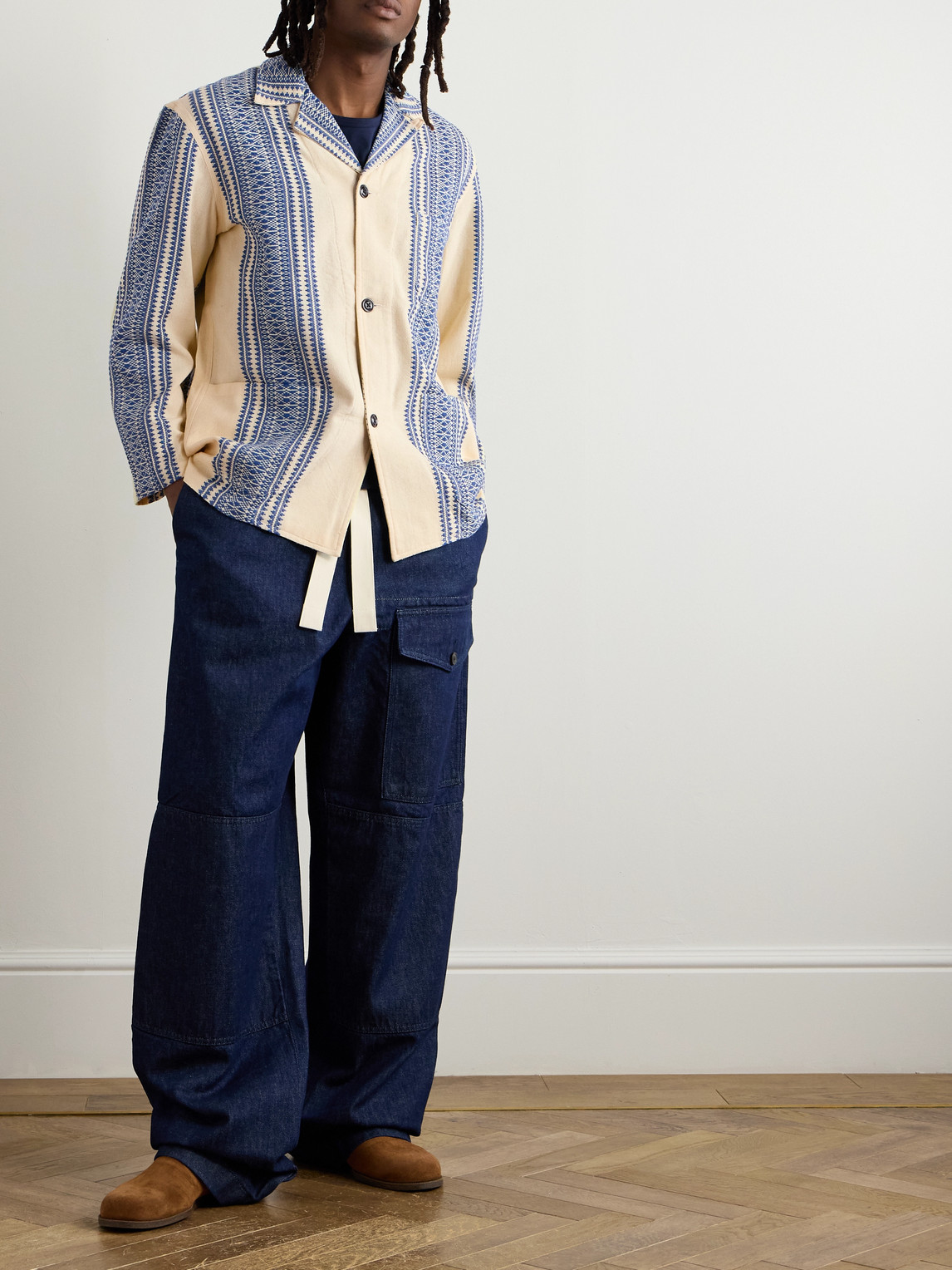 MONITALY CONVERTIBLE-COLLAR COTTON-JACQUARD JACKET