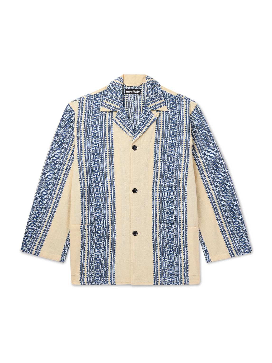 Monitaly Convertible-collar Cotton-jacquard Jacket In Blue