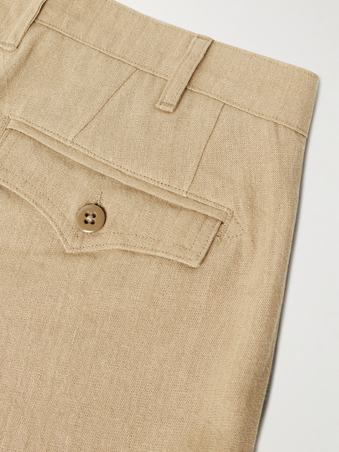 MONITALY TAPERED PLEATED LINEN AND COTTON-BLEND GAUZE TROUSERS