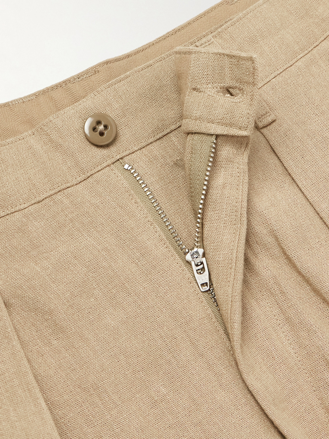 MONITALY TAPERED PLEATED LINEN AND COTTON-BLEND GAUZE TROUSERS