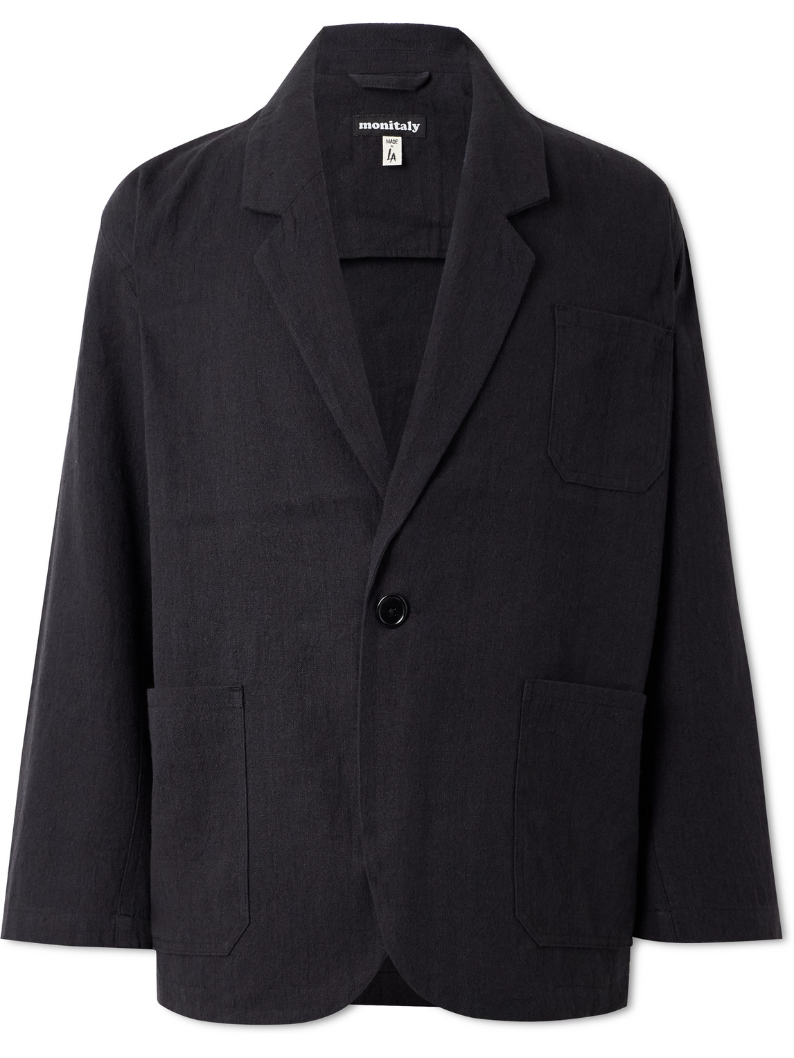 Monitaly Linen And Cotton-blend Suit Jacket In Black