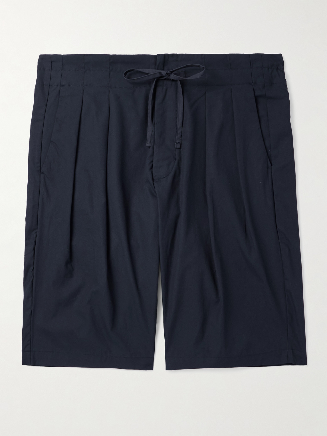 Straight-Leg Pleated Cotton Shorts