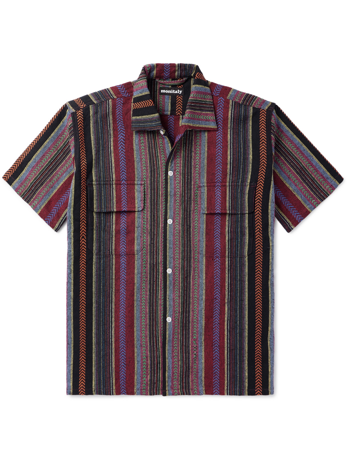 Monitaly 50s Milano Camp-collar Jacquard-knit Cotton Shirt In Purple