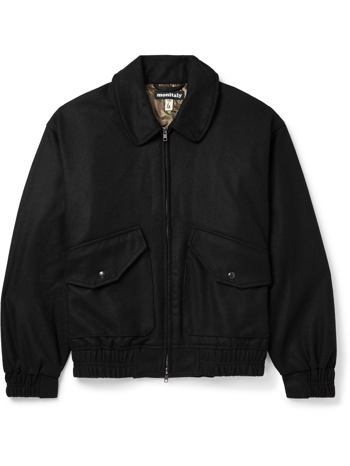 Monitaly Cwe Wool-blend Bomber Jacket In Black