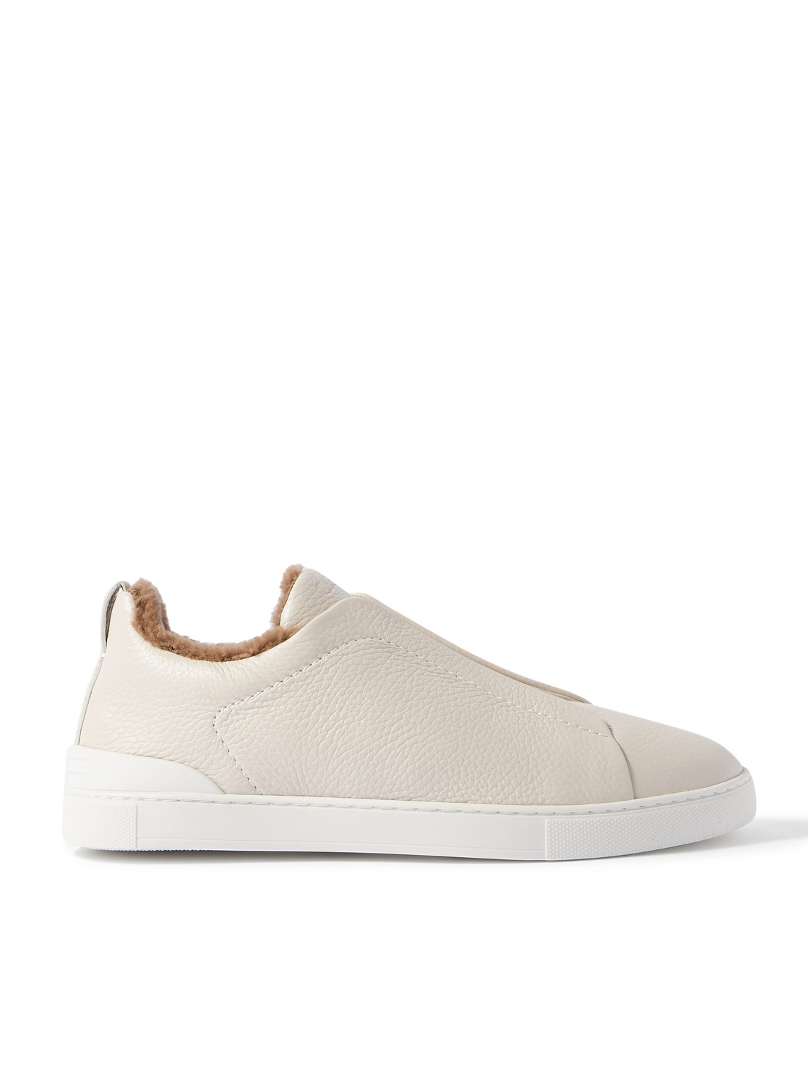 Zegna Off-white Deerskin Triple Stitch Sneakers In Neutral