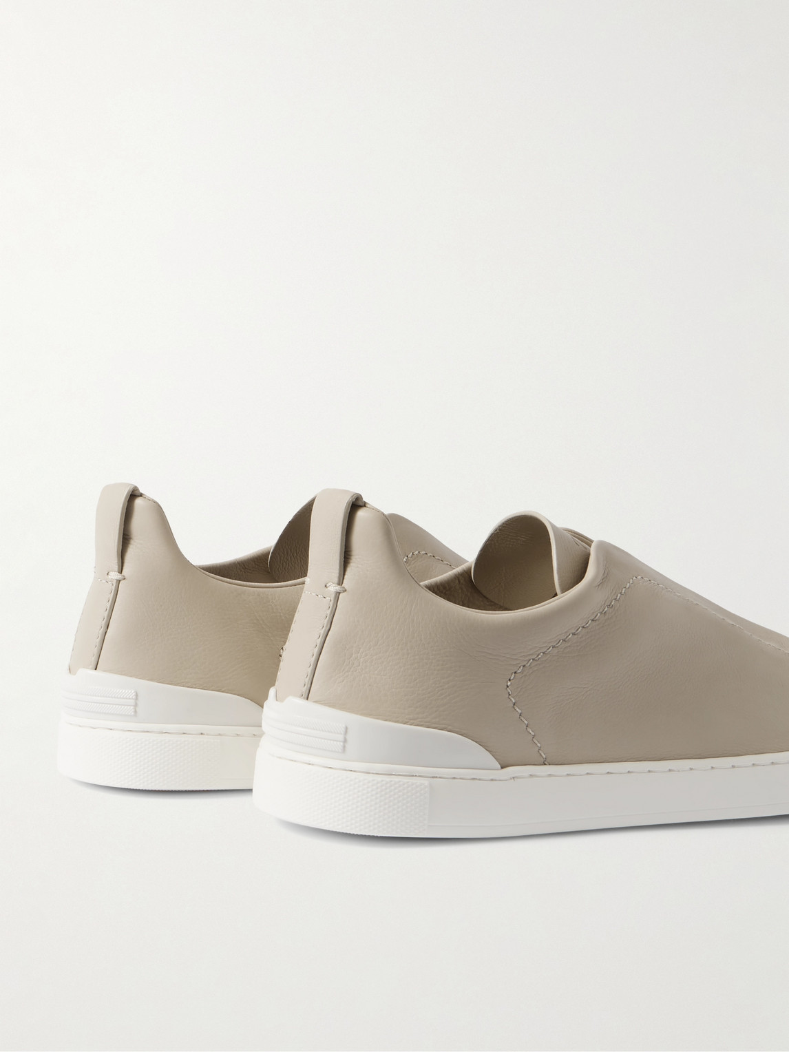 Shop Zegna Triple Stitch™ Secondskin Leather Slip-on Sneakers In Neutrals