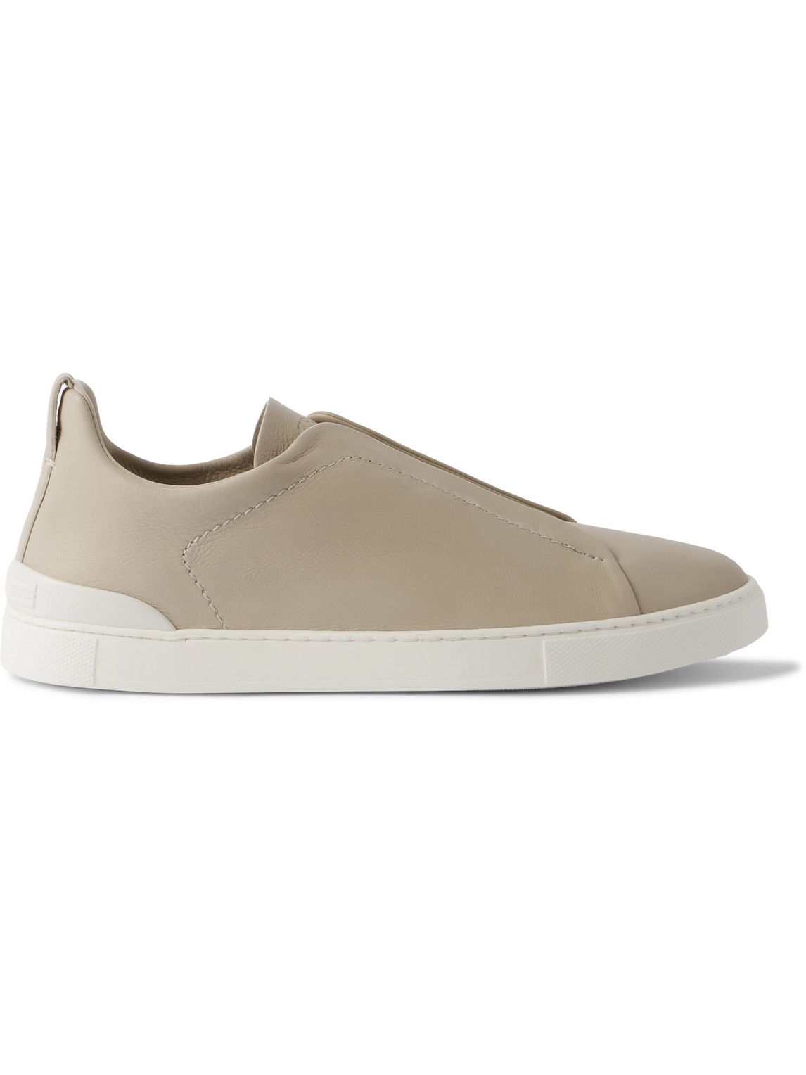 Shop Zegna Triple Stitch™ Secondskin Leather Slip-on Sneakers In Neutrals